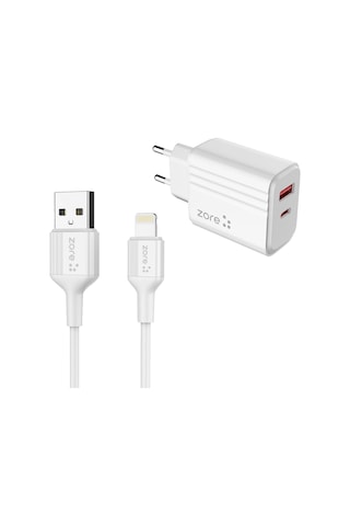 Mobilefix Play Serisi Pl05 Lightning 2in1 Seyahat Şarj Aleti 20w - Beyaz Beyaz