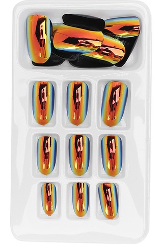 24 Adet Moda Takma Tırnak Çıkarılabilir Parlak Renkli Takma Tırnak Yama Tam Kapatıcı Tırnak Sanatı İpuçları