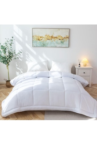 Microfiber Çift Kişilik Yorgan Kapitone Yıkanabilir Mevsimlik Microfiber Yorgan 195x215 Cm, Beyaz Diğer