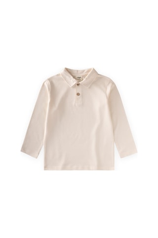 Cigit Polo Yaka Uzun Kollu T-shirt 5-12 Yaş Ekru