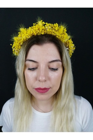 FdayAksesuar Kadın Sarı Kuru Çiçekli Taç FRDY31333