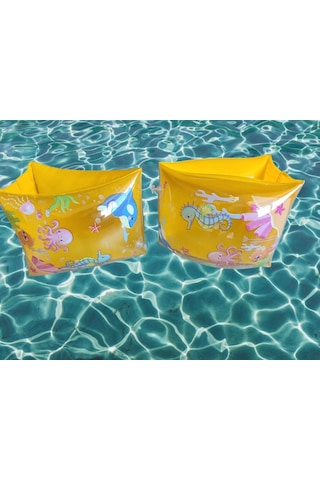 Sarı Hayvan Desenli Üçgen Kolluk 3-6 Yaş İçin Yüzme Kolluğu, Deniz Ve Havuz Aksesuarları Sarı