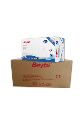 Beybi Pudrasız Mavi Nitril Muayene Eldiveni 20 x 100'lü Beybi Pudrasız Mavi Nitril Muayene Eldiveni 20 x 100'lü