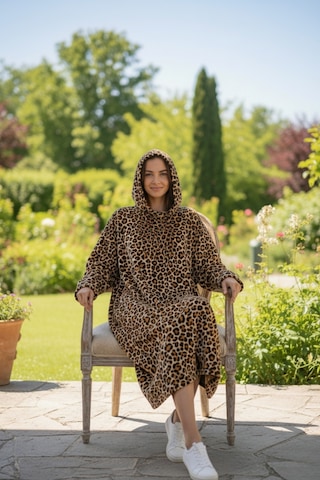 Serona Wellsoft Peluş Kapüşonlu Uzun Panço Yumuşak Dokulu Giyilebilir Tv Battaniyesi Leopar S/m Leopar