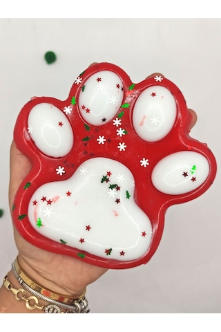 Dev Pati Squishy Taba Squishy Kedi Pati Sıkma 14 Cm Pullu Pati Sukuşi - Kırmızı/beyaz