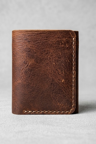 Huggy Craft Crazy Horse Deri Üç Katlı Cüzdan Vintage Kahverengi
