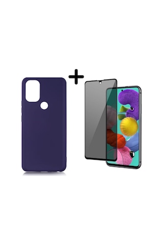 Omix X500 Soft Yumuşak Silikon Telefon Kılıfı Ve Hayalet Tam Kaplayan Cam Ekran Koruyucu Col179381-lacivert