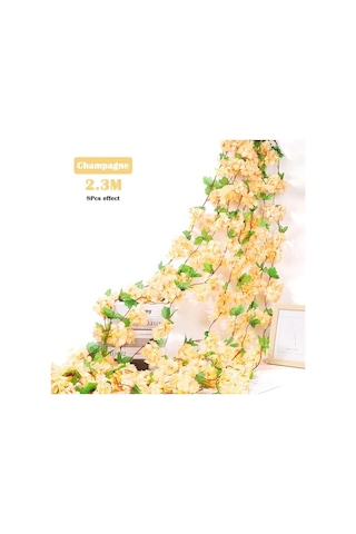 Yapay Çiçek Bahar Dalı Sarmaşık Japon Kiraz Çiçekli 230 Cm 18 Çiçekli 1.kalite Dolanabilen Model - Somon