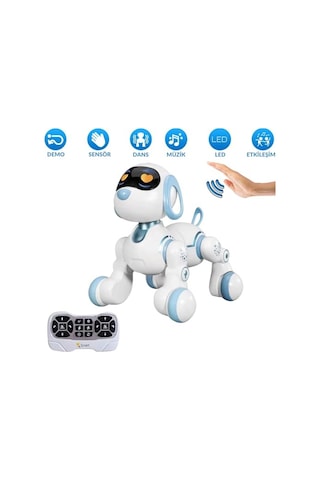 Giffy / 30 Fonksiyonlu Uzaktan Kumandalı Şarjlı Sesli Işıklı Dokunma Algılama Programlama Robot Köpek El Sensörlü Şarjlı Işıklı Müzikli Dansçı Robot Köpek Ve Kedi Köpek
