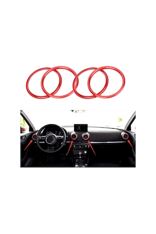 Reedark Audi A1 İç Mekan Klima Vant Dekorasyon Halka, Alüminyum Alyaş, 4 Adet,  Ebat, Korozyon Dirençli, Kolay Kurulum