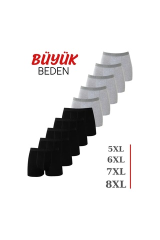Astrid T Hediye Alternatifi Erkekler İçin Günlük Giyim Erkek Gri - Siyah Büyük Beden Boxer 10'lu Paket Çok Renkli