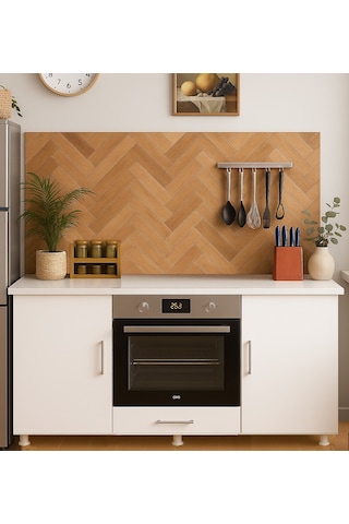 140lık Ankastre Fırın Ocak Dolabı,kahve Köşesi,çok Amaçlı Mutfak Dolabı Beyaz