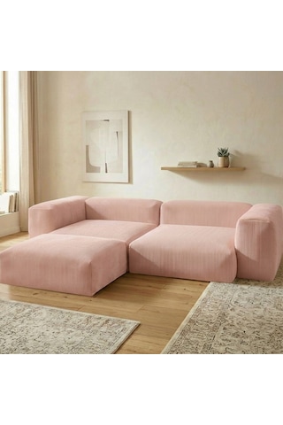 Relax Köşe Koltuk Takımı Sünger Koltuk Kanepe Divan Pembe