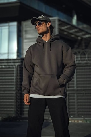 Epilons Zenda1125 Üç İplik Penye Kapşonlu Basic Sweatshirt - Antrasit Zenda478