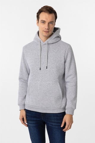 Süvari Gri Regular Düz Kapüşonlu Yaka Sweatshirt Gri