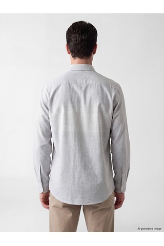 Lcwaıkıkı Classic Gri Regular Fit Çizgili Armürlü Erkek Gömlek