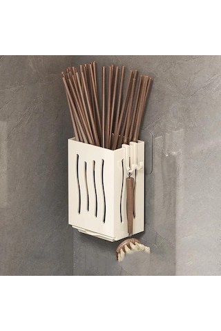 Beyaz Mutfak Eşyası Rafı-çok Fonksiyonlu Drenaj Çubuk Tutucu, Duvara Monte Veya Bağımsız Çatal Saklama Kutusu, Plastik