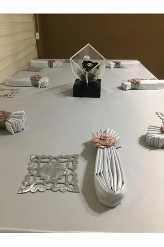 Kristal Monoray Kumaş A. Gri Sofra Takımı 8 Kişl. 160x220cm 17prç. - 724 Gri
