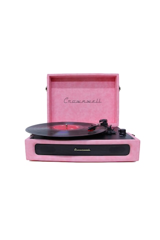 Casablanca Serisi Retro Çanta Pikap Koyu Pembe Süet Kaplama, Dahili Hoparlörlü, 3 Hızlı 33/45/78 Rpm , Bluetooth Bağlantılı, Taşınabilir Vintage Plak Çalar 1 Adet