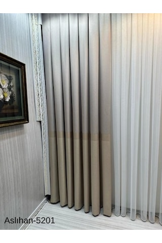 Nivemeshome Aslıhan Vizon Ft632116 V-5201 1/3 Sık Pile Fon Perde Apm Vizon