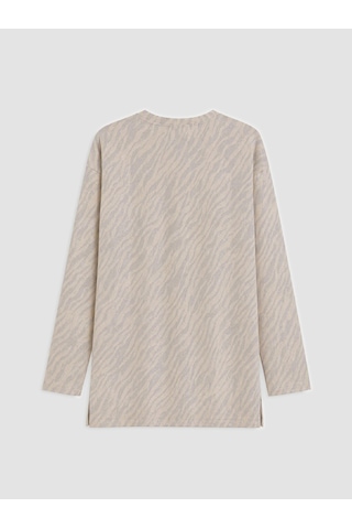Lcw Everyday Kahverengi Zebra Desenli %100 Pamuklu Kadın Tunik