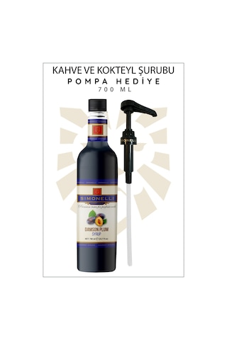 Simonelli Kahve ve Kokteyl Şurubu Mürdüm Eriği Aromalı 700 ML + Pompa