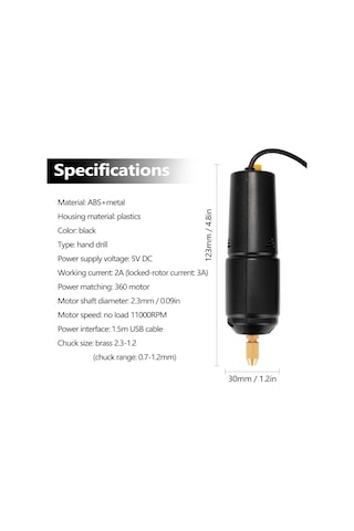 Yaozixia Z-u36 Mini El Tipi Elektrikli Matkap Usb Delgeç 5v Güç Küçük Taşlama Aleti Mücevher İnci Reçine Dıy İçin