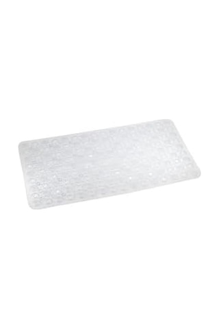 Premium Serisi Banyo - Küvet İçi Kaydırmaz Vantuzlu Oluklu Desenli Diktördgen Paspas 67,5 X 34,5 Cm, Şeffaf Açık Gri