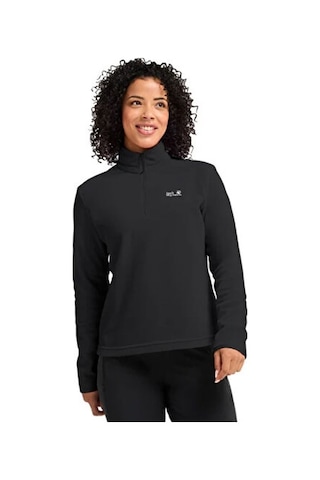 Jack Wolfskin Taunus 100 Hz W Kadın Outdoor Çeyrek Fermuarlı Polar Üst A65801-6000 Siyah