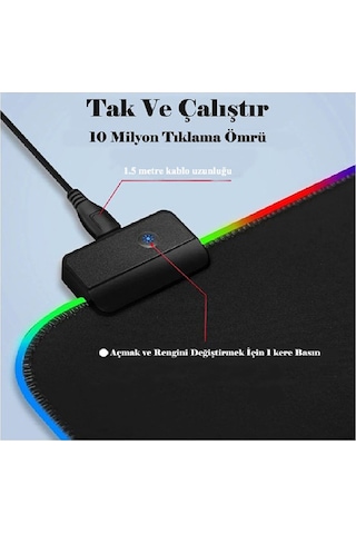 Batcell RGB Ledli Oyuncu Mousepad Büyük 80 x 30 CM