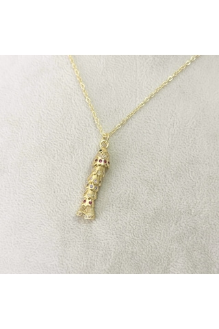 Renkli Taşlı Hareketli Balık Kolye Gold Gold