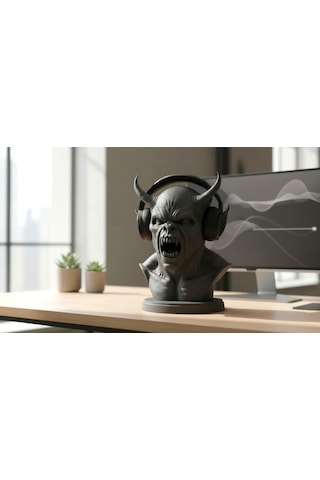 Happy3dworld İblis Büstü Kulaklık Standı, 3d Baskı Horror Gotik Gaming Dekor
