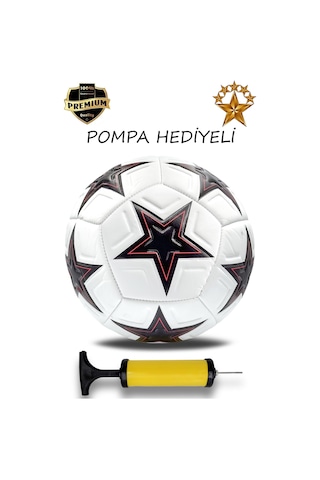 Futbol Topu Pompalı Dikişli Futbol Topu Sert Zemin Halı Saha Futbol Topu Pompa Hediyeli Beyaz