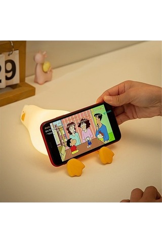 Willowhaven Tcherchi Dokunmatik Sensörlü Ördek Telefon Tutucu & Gece Lambası, Beyaz, Pratik Kullanım İçin Uygun Beyaz