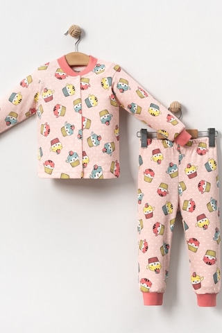 Kız Çocuk Desenli Pamuklu 2'li Pijama Takımı-pembe Pembe