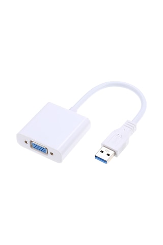 Kangvka Beyaz Usb 3.0'dan Vga'ye Dönüştürücü - Bilgisayar/notebook'dan Monitör/projektöre 1080p Hd Bağlantı, Usb 2.0 Uyumlu