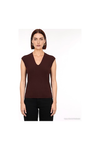 Yargıcı Regular V Yaka Yelek 26kkyl6009v 003 Kahverengi