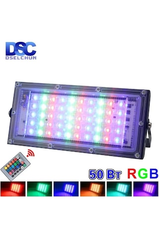 Ximistore9 Rgb Led Projeksiyon Lambası 50w Dış Mekan Aydınlatması Kumandalı 220-240v Toz Ve Nem Koruma 4500 Lm RGB