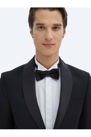Kip Siyah Slim Fit Şal Yaka Dokuma Smokin Takım Elbise Siyah
