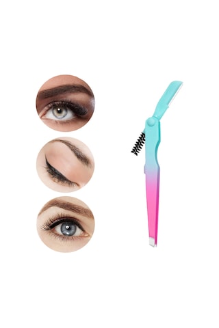 Homyl Kaş Cımbızı Paslanmaz Alet 4mm Düz Uçlu Cımbız Çok Yeşil Pembe