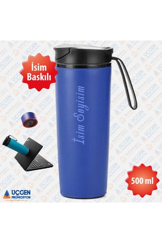 500ml Kişiye Özel Devrilmez Paslanmaz Çelik Termos Bardak  Lacivert