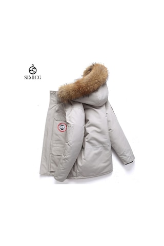 Açık Hava Kürk Yaka Ceket İş Kıyafetleri Soğuk Koruma Sıcak Kalın Pamuklu Ceket Beyaz