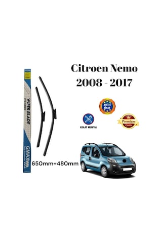 Citroen Nemo 2008 2009 2010 2011 2012 2013 2014 2015 2016 Uyumlu Ön Cam Silecek Süpürgesi Seti 650+480mm