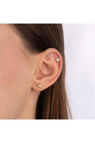 Tragus Piercing Çelik Paslanmaz Yıldız Detaylı Gold - 647563371 Gold