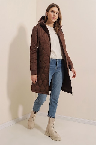 Gabria Kapşonlu Kadın Mont Kahverengi