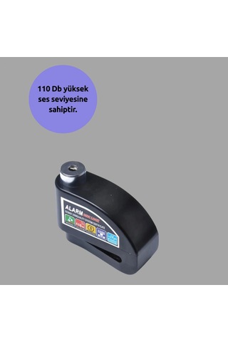 110db Alarmlı Disk Kilidi 6 Mm Pinli Motosiklet, Bisiklet Ve Scooter Güvenlik Kilidi