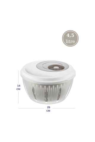 Flora Pratik Salata Ve Sebze Kurutucu 4,5 Litre, Meyve Sebze Marul Yeşillik Yıkama Kurutma Kabı Bej