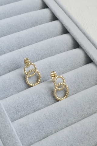 Kadın Küpe Kararmaz 14k Renk Vip Seri Minimal Burgu Daire Küpe Altın