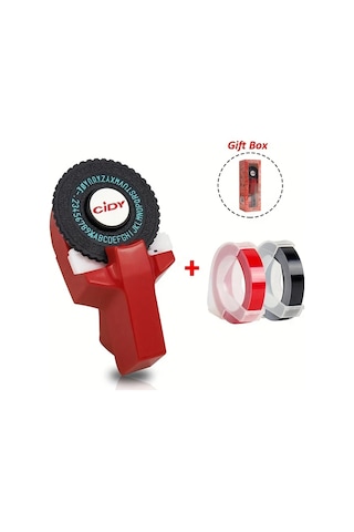 Willowhaven Cıdy C101 Kırmızı Etiket Yapıcı Makinesi 9mm Dymo Şerit Uyumlu 2 Etiket Rulosu Hediyeli