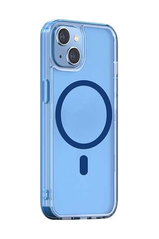 Apple Uyumlu iPhone 13 M-safe Şarj Özellikli Kamera Çıkıntılı Silikon Kılıf Mavi